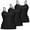 3&Bla, variant on Charmo 3-packs Cotton Scoop Neck Tank Tops for Womens Adjustable Spaghetti Strap Undershirts Basic Camisole with Shelf Bra