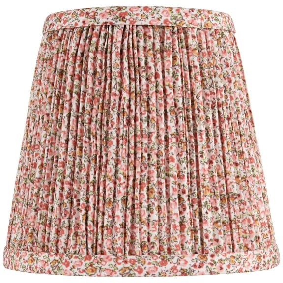 Springcrest 4" Top x 6" Bottom x 5 1/2" High x Print Lamp Shade Replacement Small Pink Red Leaf Shirred Pleated Clip On Candelabra