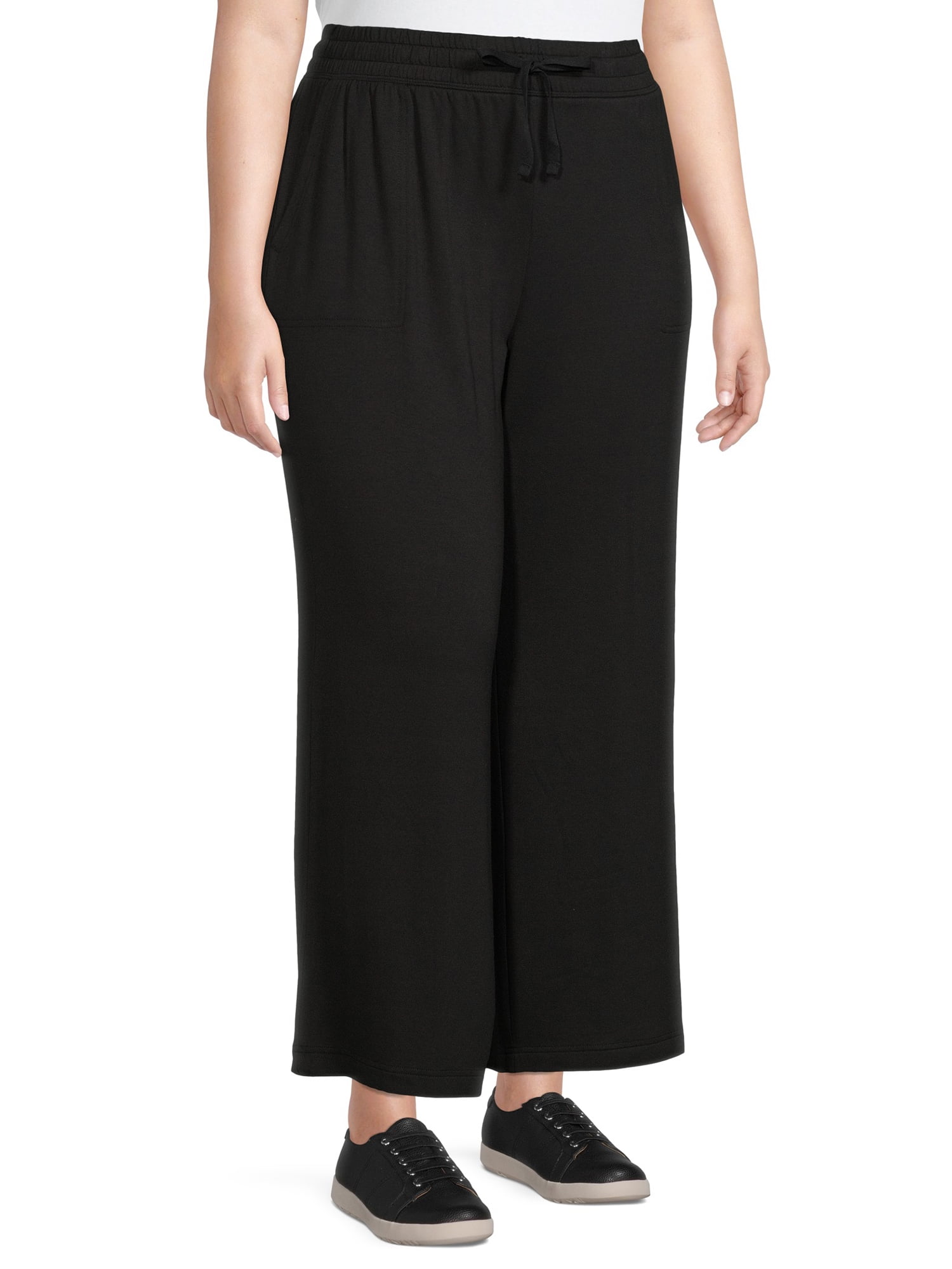 Terra & Sky Women's Plus Size Wide-Leg Knit Pants
