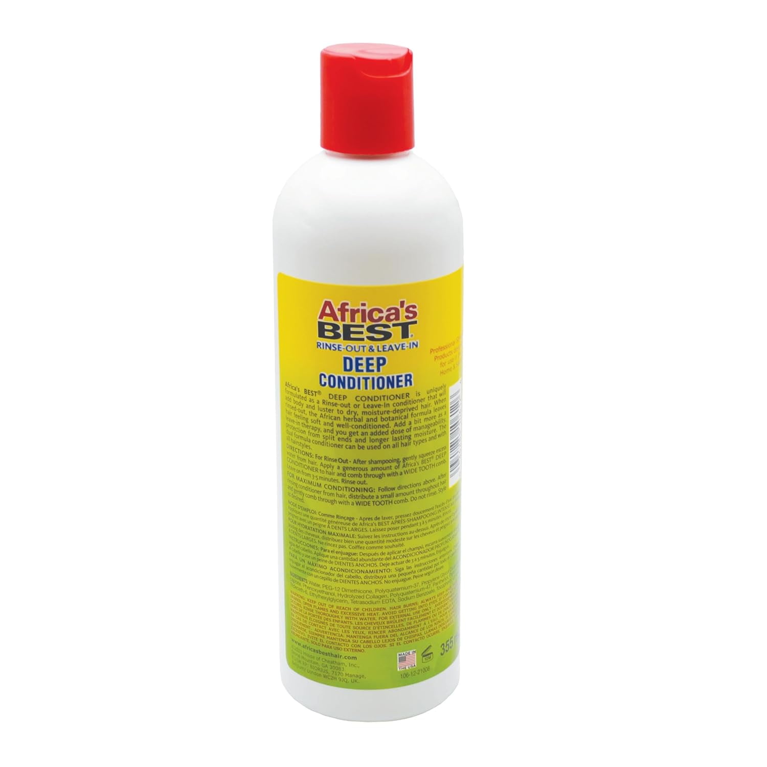 Africas Best Rinse-Out And Leave-In Deep Conditioner Protein Fortified, Professional Formula, 12 oz, 3 Pack