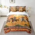 thumbnail image 2 of Homewish Western Cowboys Bedding Comforter Set 7pcs for Teens Boys Girls,Animal Horse Queen Bedding Sets Super Cozy,Exotic Style Queen Sheet Sets,Luxury Bedroom Decor,Reversible, 2 of 8