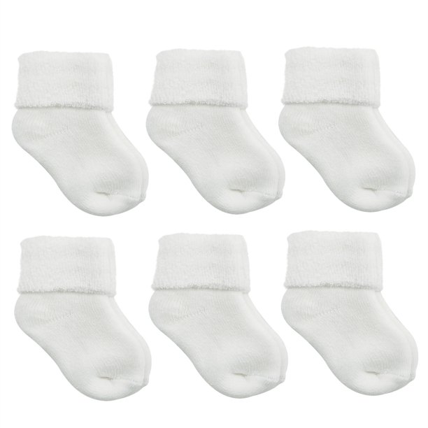 Child of Mine by Carter's Newborn Baby 6 Pack Terry Cuff Socks, 06M