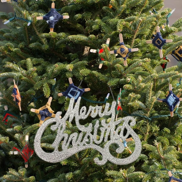 Xihbxyly Adorno de Tarjeta con Letras Alegres y Brillantes, Decoración para Árbol de Navidad con Purpurina, Ideal para Añadir a La Mesa Festiva, 15 X 9 Cm