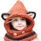 thumbnail image 1 of Conjunto de gorro de zorro de lana tejido, bufanda de invierno para niños, color liso, 1 of 4