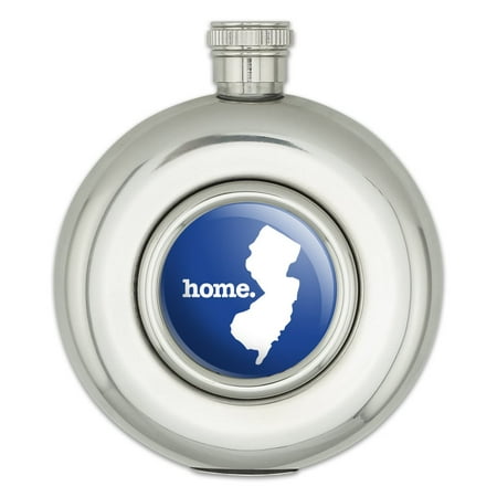 

New Jersey NJ Home State Solid Navy Blue Officially Licensed Round Stainless Steel 5oz Hip Drink Flask