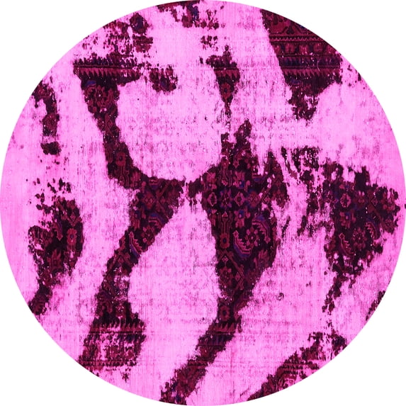 Ahgly Company Indoor Round Abstract Pink Modern Area Rugs, 8' Round