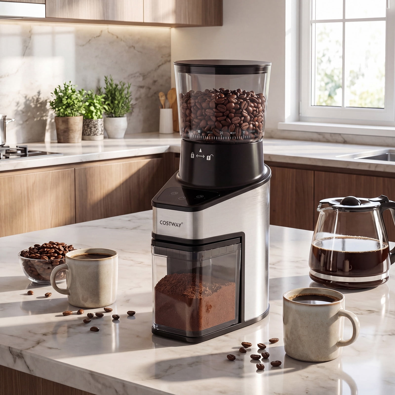 Costway Coffee Grinder, Electric Coffee Bean Grinder with 60 Precise Grinding Settings