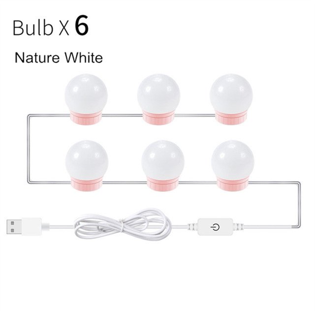 LED Makeup Mirror Light for Dressing Table Stepless Dimmable Wall Lamp USB Buttom 6 10 14Bulbs Lights ,Widely Use