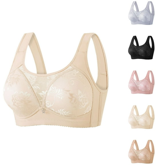 Ahuyic Summer Womens Bras,Plus Size Bras for Women,Middle Aged And Elderly Underwear Women's Large Chest Bra Without Steel Ring Or Sponge Breathable Plus Size Bra
