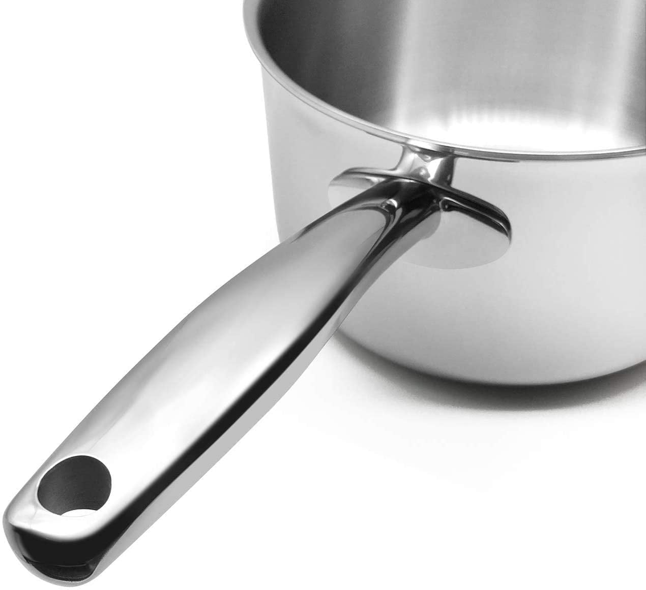Fortune Candy 1.6-Quart Saucepan with Lid, Tri-Ply, 18/10 Stainless Steel,  Comfortable Grip & Advanced Welding Technology, Dishwasher Safe, Induction  Ready, Mirror Finish, Silver