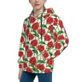thumbnail image 2 of Uemuo Rose Flowers Pattern Hooded Sweatshirt for Youth Pullover with Kangaroo Pocket Trendy youth sweatshirt Casual Hoodie for Boys and Girls-Small, 2 of 6