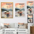 thumbnail image 4 of Designart "Sunset Boat Lights Blue Harbor" Coastal Framed Wall Art - Coastal Blue Coastal Sunset Entryway Framed Wall Art, 4 of 6