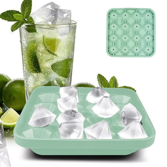 Diamond-Shaped Silicone Ice Molds, Tiny Diamond Ice Molds Fun Shapes, 16 ice Per Tray, Easy Release, Stackable, Mini Ice Mold Trays