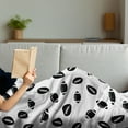 thumbnail image 3 of American Football Soft Flannel Fleece Throw Blanket, Monochrome Pattern Rugby Balls US Culture Sports Play, Cozy Plush for Indoor and Outdoor Use, 50" x 60", Black White, by Ambesonne, 3 of 5