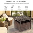 thumbnail image 4 of Brown Rattan Wicker Patio Coffee Table with Umbrella Hole - 21.75" Outdoor Side Table for Living Room, Garden & Poolside - Durable PE & Steel Design, 4 of 7