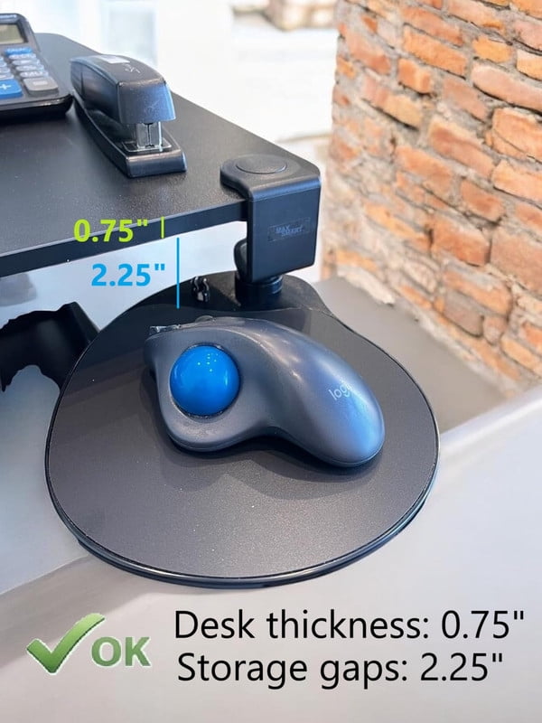MAX SMART Under-desk Clamp on Mouse Pad with 360 Rotating Swivel Platform