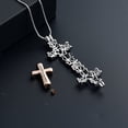 thumbnail image 3 of Forever in My Heart Corss Urn Necklace for Ashes, Stainless Steel Hollow Double Cross Cremation Urn Jewelry Memorial Necklace Pendant for Ashes for Women, 3 of 7