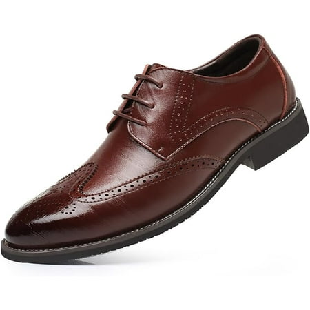 Men s Classic Leather Formal Business Oxford Wingtip Lace Up Retro Casual Dress Shoes for Men Comfortable