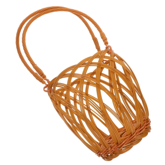 SEWCHICS Chocolate Plastic Woven Wine Bottle Storage Basket for Picnics, Parties, and Home Use - 1 Set