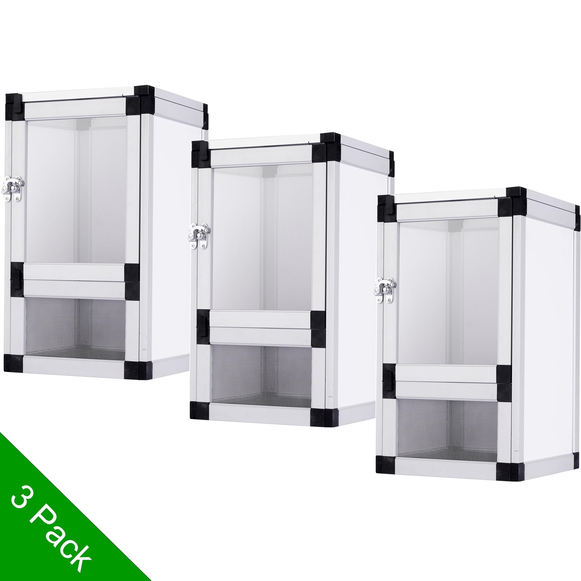 ToxiRium 12x12x18Inch Hybrid PVC Reptile Cage| Ventilated Habitat Enclosure with Interchangeable Acrylic & Mesh Doors Durable Tank for Gecko Chameleon Snake Frog Easy Assembly Front Dual Access