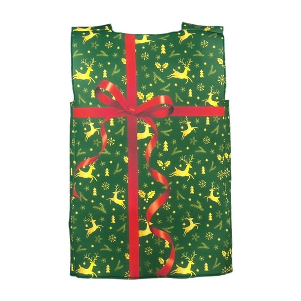 Disfraz de caja de regalo navideña, novedad, accesorio para fiestas de disfraces y carnaval. Alce verde para niños