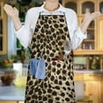 thumbnail image 6 of Brown and Black Leopard Print Apron-Garden Aprons for Women with Pockets-Cotton Linen Waterproof Kitchen Cooking Gardening Aprons Adjustable for Kitchen,Cooking,BBQ and Salon 33x27 Inch, 6 of 7