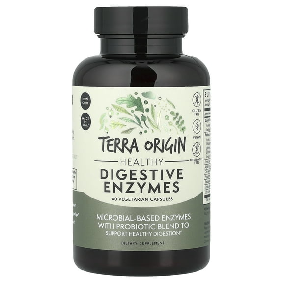 Terra Origin Healthy Digestive Enzymes, 60 Vegetarian Capsules