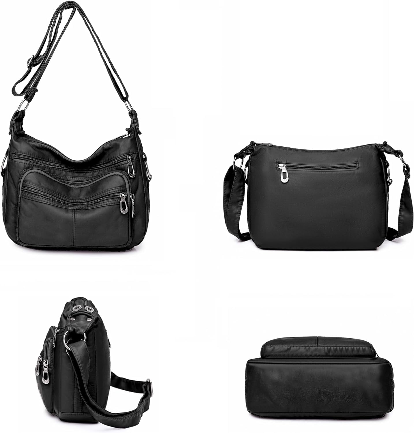 Tote Shoulder Handbags for Women, Soft Leather Crossbody Adjustable Handle Purse with Zip Closure for Shopping Travel