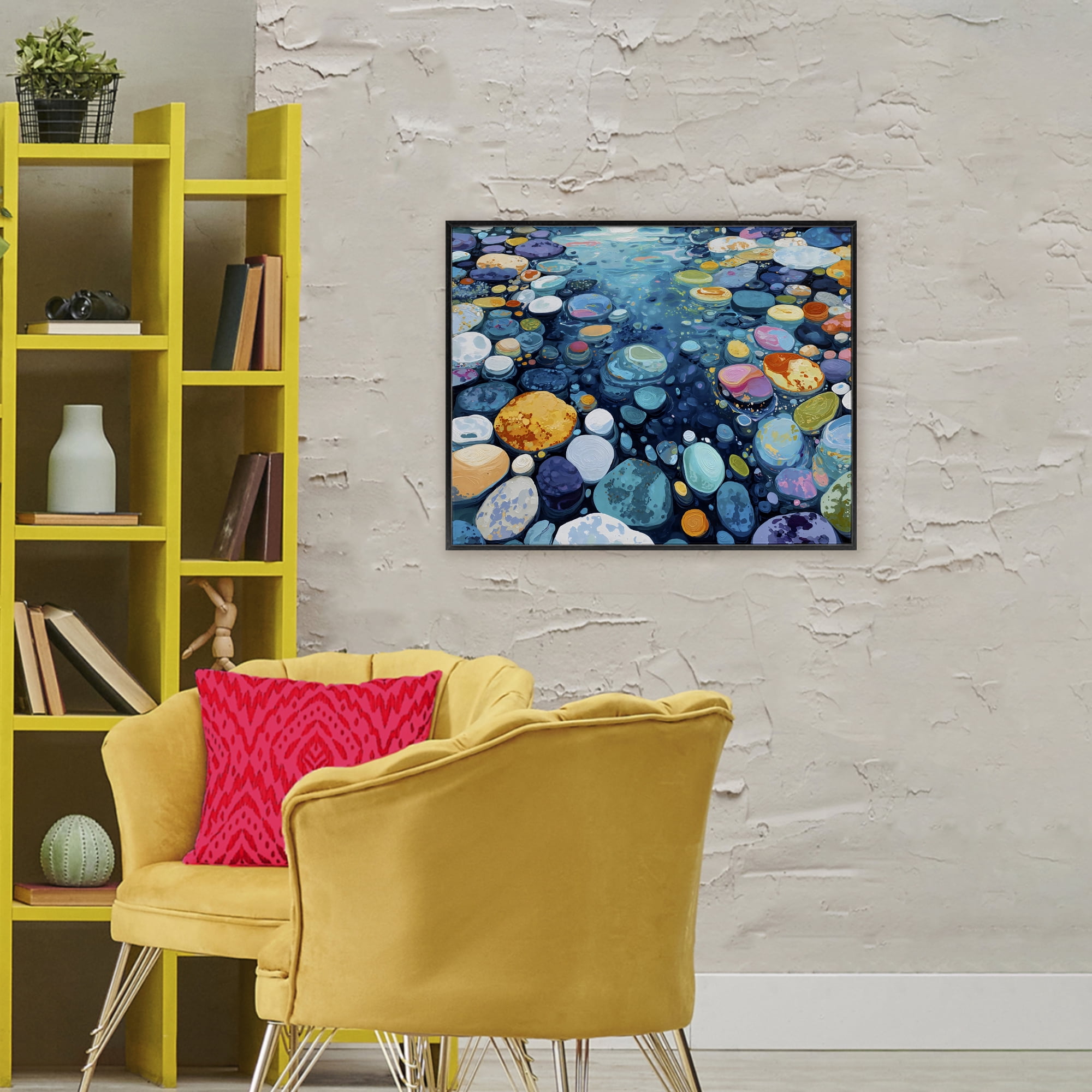 Stupell Industries Rainbow Rocks in River Black Framed Giclee Art, design by Franklyn Gregory