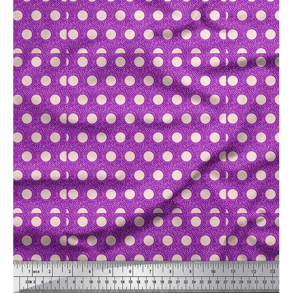 Soimoi Purple Cotton Voile Fabric Artistic Flower & Dots Decor Fabric Printed Yard 42 Inch Wide