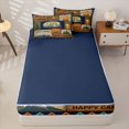 thumbnail image 4 of Homewish Kids Camping Zipper Twin Comforter Sets with Fitted Sheet and 2 Pillowcases,Rustic Farmhouse Adventure Zipper Bedding Set For Boys,Navy Blue Reversible,4-Piece, 4 of 7
