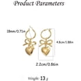 thumbnail image 6 of Fashion Bow Heart Drop Dangle Earrings for Women Silver Gold-Toned Love Hearted Bowknot Dangling Hoop Earring Trendy Click Top Stud Post Lightweitght Wedding Valentine Jewelry, 6 of 12