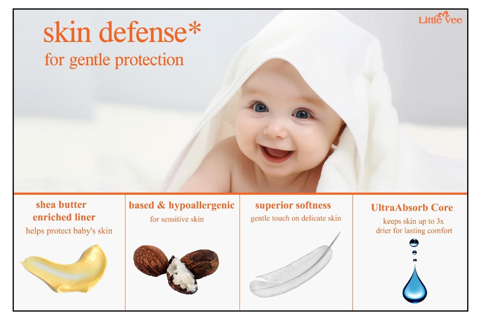 Little Vee Shea Butter Essentials Diapers, Size 2,(104 Count)-(13-24 lbs) (Select for More Options)