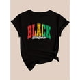thumbnail image 3 of Camiseta De Manga Corta Para Mujer, Camisetas De Verano Para Pescar, Acampar, Uso DiarioCasual Stylish Short-Sleeve T-Shirt for Black Women with Creative Colorful Letter Prints And a Round Neck.Fath, 3 of 5