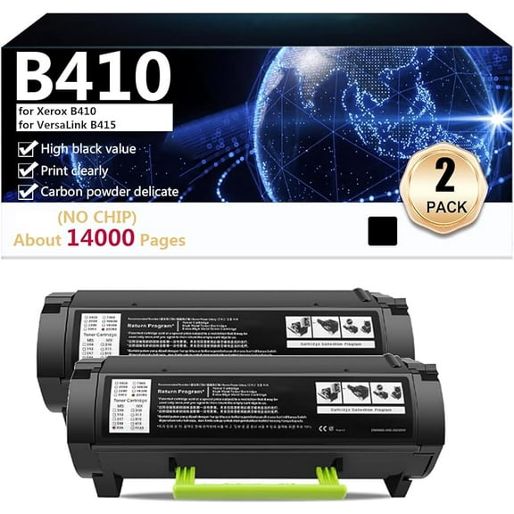 BFBF B410 Compatible Toner Cartridge Replacement 006R04725 006R04726 (No Chip) for Xerox B410 for Nersal lLink B415 Printer, 14000 Pages,3*Black