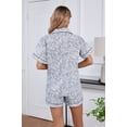 thumbnail image 4 of LUBOT 100% Cotton Pajamas for Women 2 Piece PJ Set Woven Poplin Ladies Button Down Short Sleeve Summer Sleepwear Floral Sketch M, 4 of 8