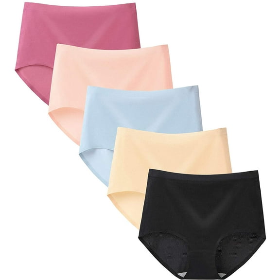 Women's Underwear High Waist Ice Silk Seamless Breathable Briefs Panties Multipack