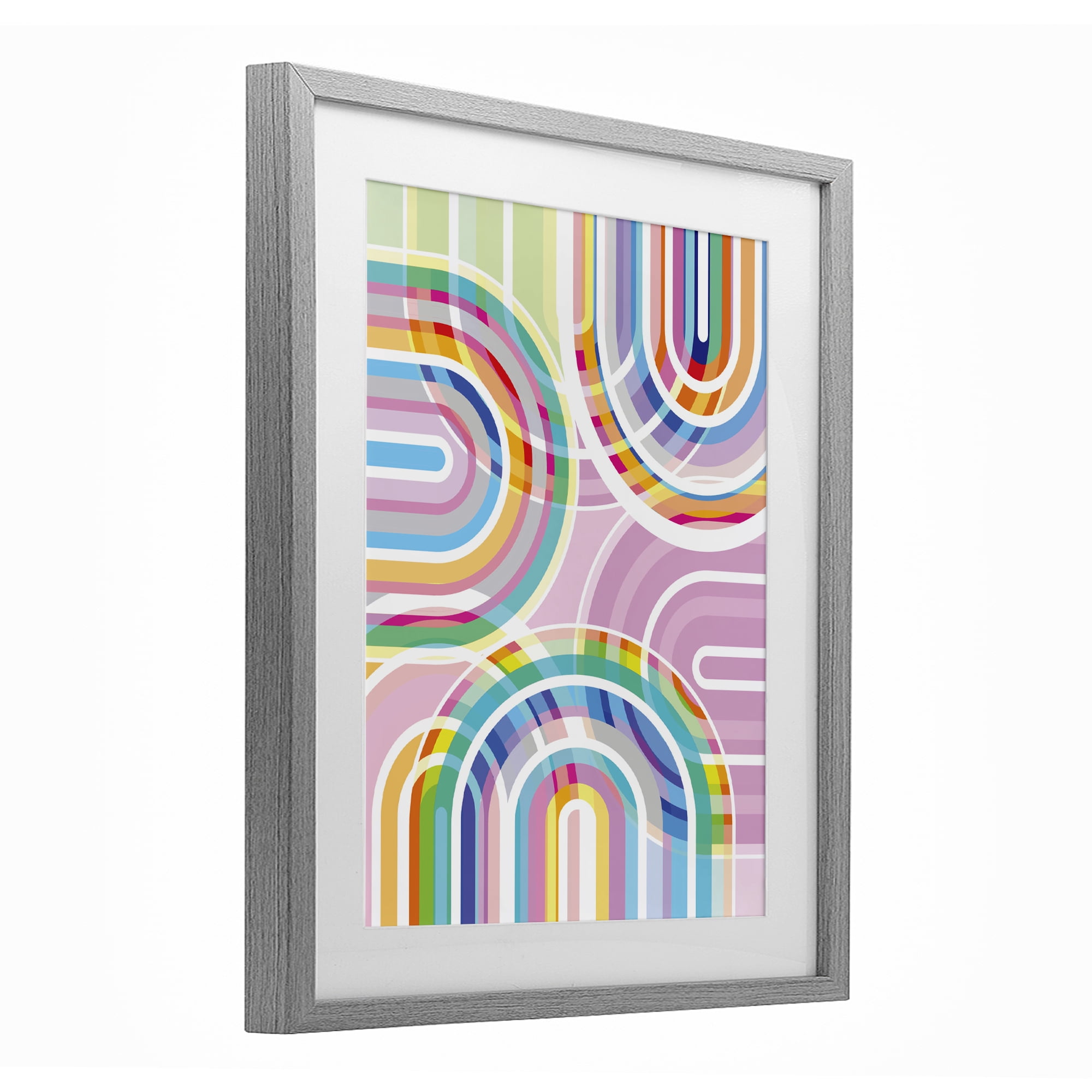 Stupell Industries Bright Playful Rainbow Arches Gray Framed Print Under Glass, design by Amber Sterling
