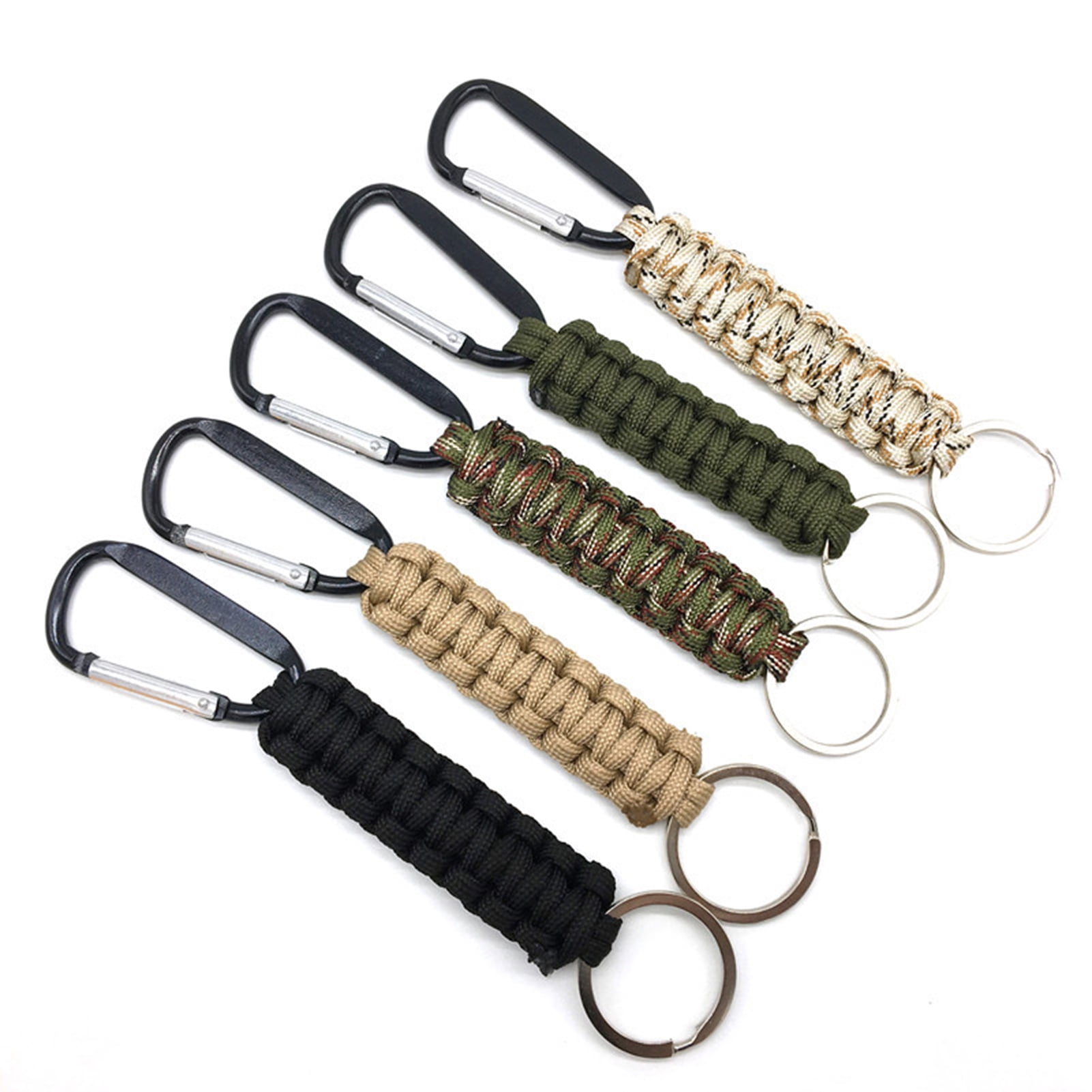 2 Pieces Paracord Keychain with Chain Hooks Braided Lanyard Keyring Lanyard Heavy Duty Holder Hangers Survival Kits for Car Keys Bottles Camping Hiking Survival Green and Black