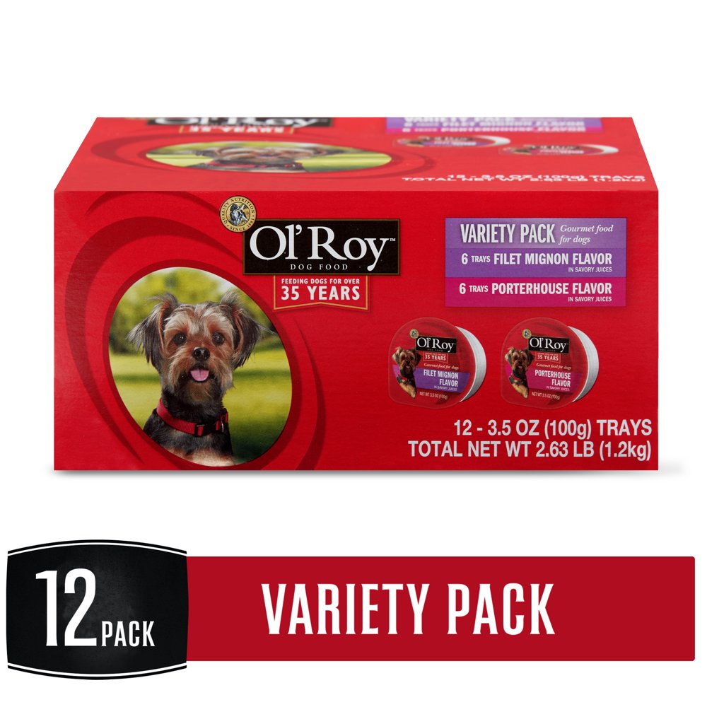 (12 Pack) Ol' Roy Variety Pack Gourmet Wet Food for Dogs, 3.5 oz