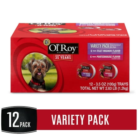 (12 Pack) Ol' Roy Variety Pack Gourmet Wet Food for Dogs, 3.5
