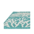 thumbnail image 4 of Unique Loom Outdoor Coastal Collection Area Rug - Coral (5' 3" x 8' Rectangle Teal/Ivory), 4 of 8