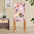thumbnail image 4 of Yayeee 2 Pack Dining Chair Covers Stretch Parson Chairs Slipcovers Seat Protector, Pink Halloween Ghosts, 4 of 6