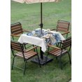 thumbnail image 3 of Outdoor Tablecloth with Umbrella Hole and Zipper, Blue Christmas Poinsettia Square Table Cloth 54x54 Inch Waterproof Tablecloth, Xmas Botanical Balls Snowflake Picnic Table Cover for Patio Camping, 3 of 7