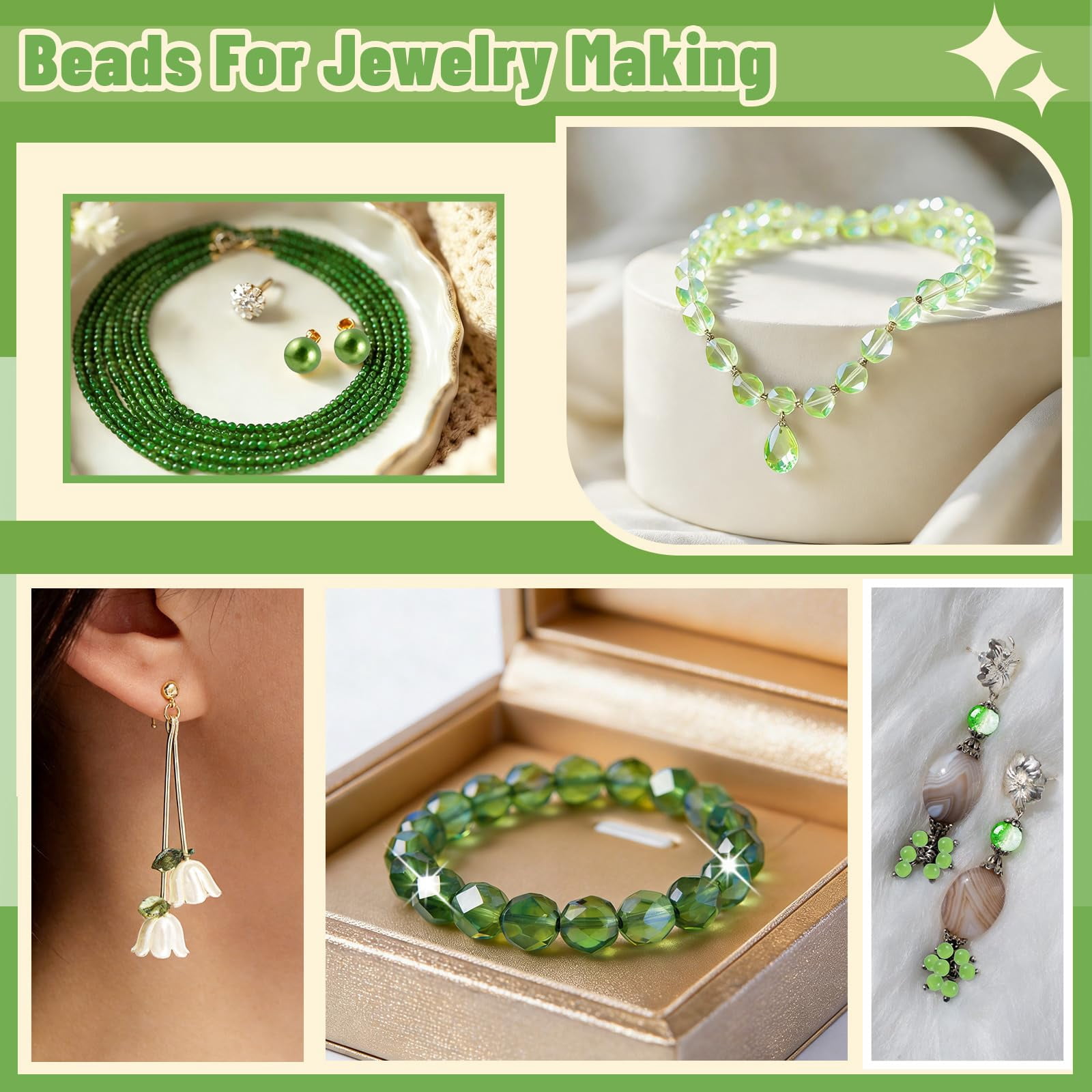 5500 Pcs DIY Beaded Plant Kit, Forever Plant Beaded Leaf Flower Beads Plant Making Equipped with a Flower Pot,Green Glass Crystal Waterdrop