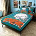 thumbnail image 2 of meiyoeat Football Letter E Zipper Comforter Set with Fitted Sheet and 2 Pillowcases for Boys, Rugby Sport Helmet Zipper Bedding Set for Bedroom, Teal, Reversible, 3 Pieces, 2 of 6