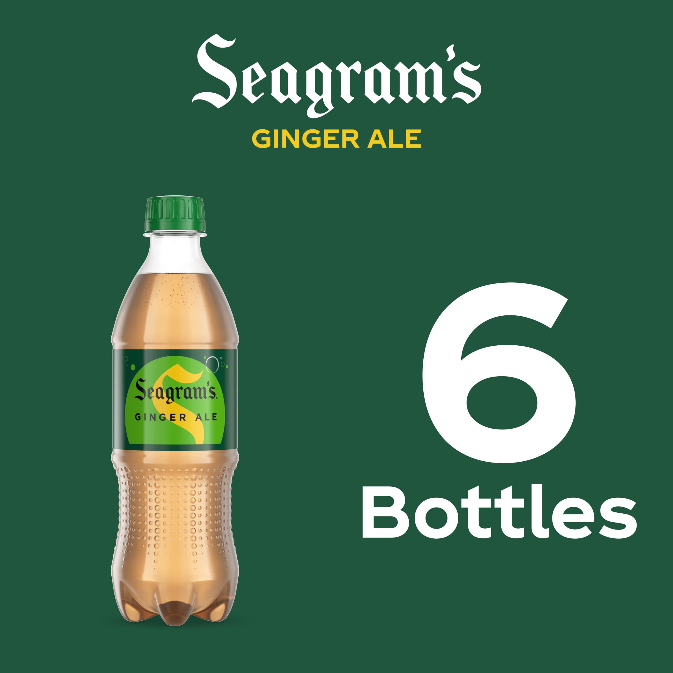 (3 pack) Seagram's Ginger Ale Soda Pop Bottles, 16.9 fl oz, 6 Pack