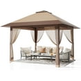thumbnail image 7 of 13x13 Ft Pop Up Gazebo Hexagonal Outdoor Canopy Tent with Mosquito Netting Dual Vent Roof Awning Waterproof, UV Resistant Height Adjustable for Backyard, Patio, Deck, Lawn Parties -Khaki, 7 of 7