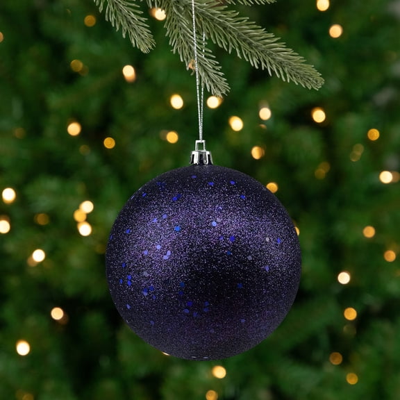 Northlight 4" Shatterproof Holographic Glitter Christmas Ball Ornament - Blue