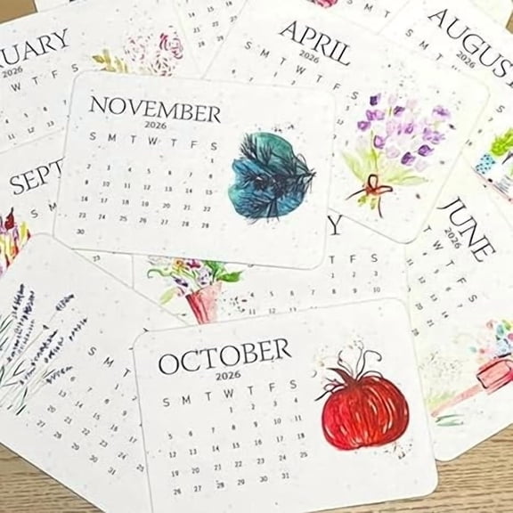 Plantable Seed Calendar 2026, Eco-Friendly Plantable Love Seed Calendar 2026, Month Biodegradable Seed Paper Planner for Garden & Decor